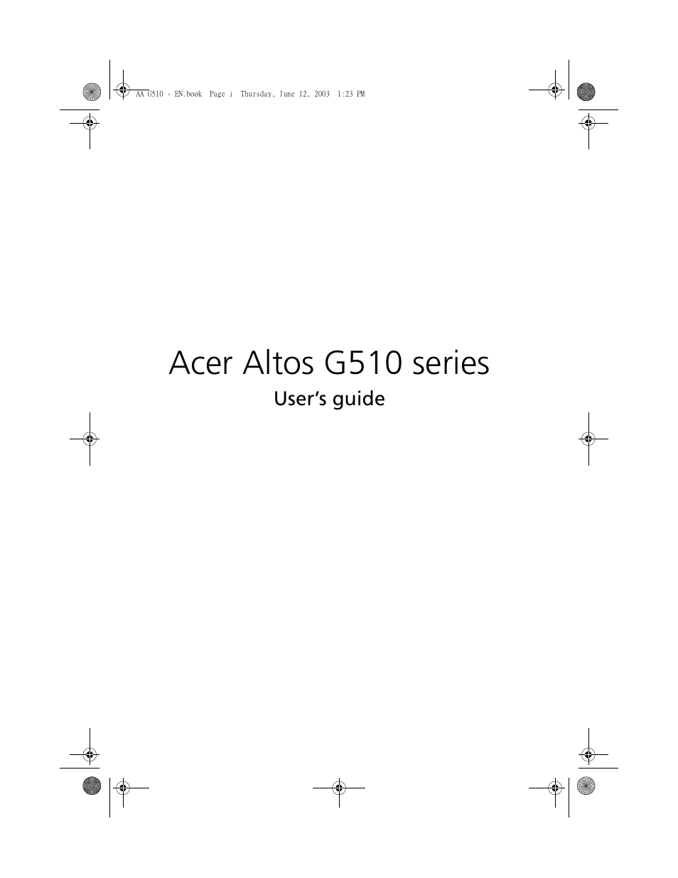 Acer Altos G510 User Manual | 158 pages