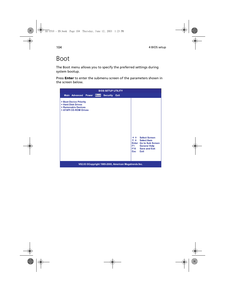 Boot | Acer Altos G510 User Manual | Page 116 / 158