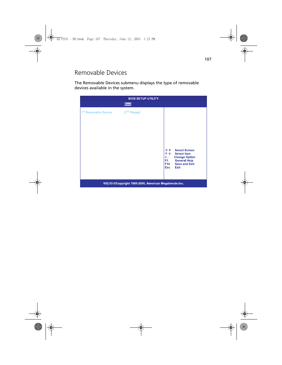 Removable devices | Acer Altos G510 User Manual | Page 119 / 158