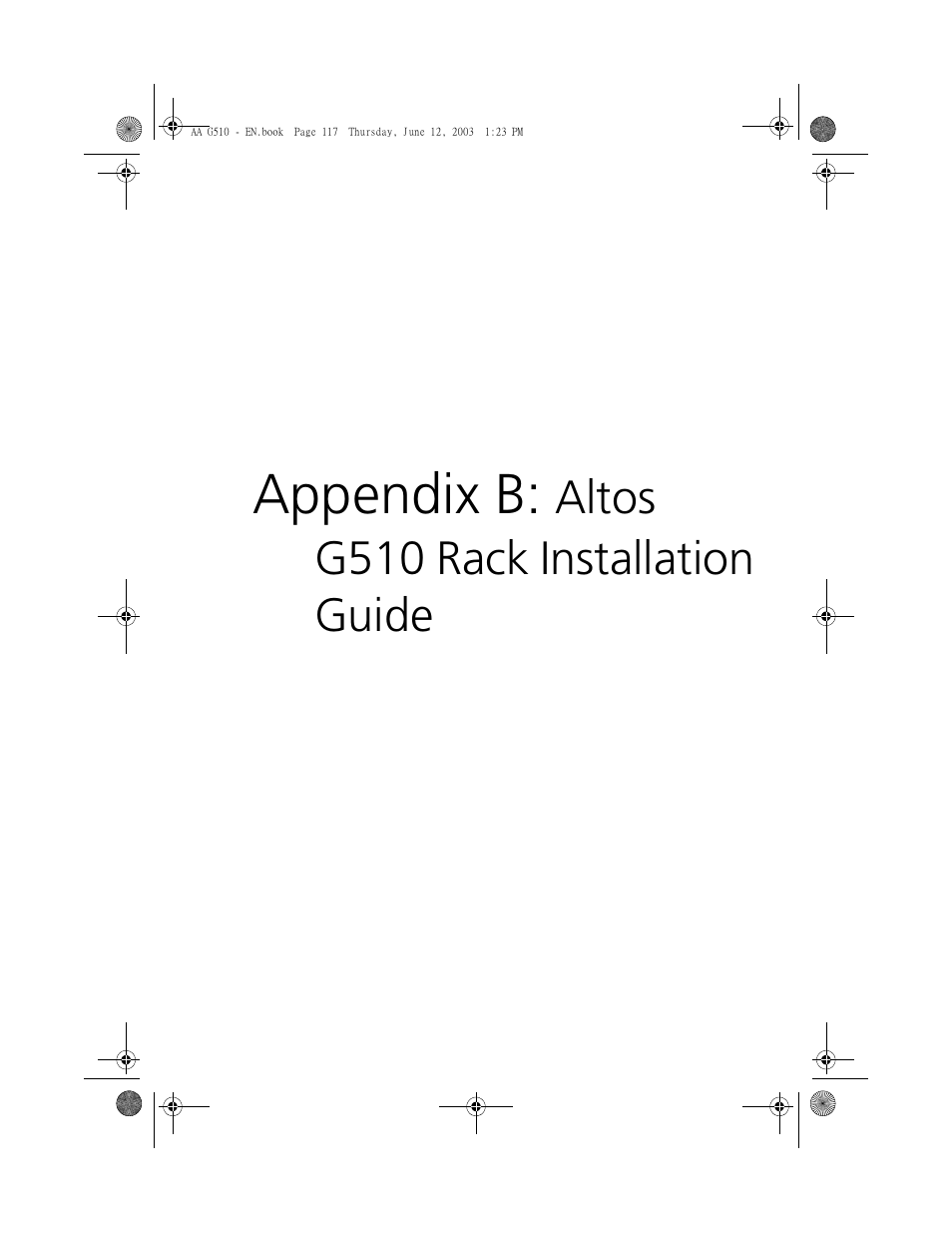 Appendix b: altos g510 rack installation guide, Appendix b: altos g510 rack installation guide 117, Appendix b | Altos g510 rack installation guide | Acer Altos G510 User Manual | Page 133 / 158