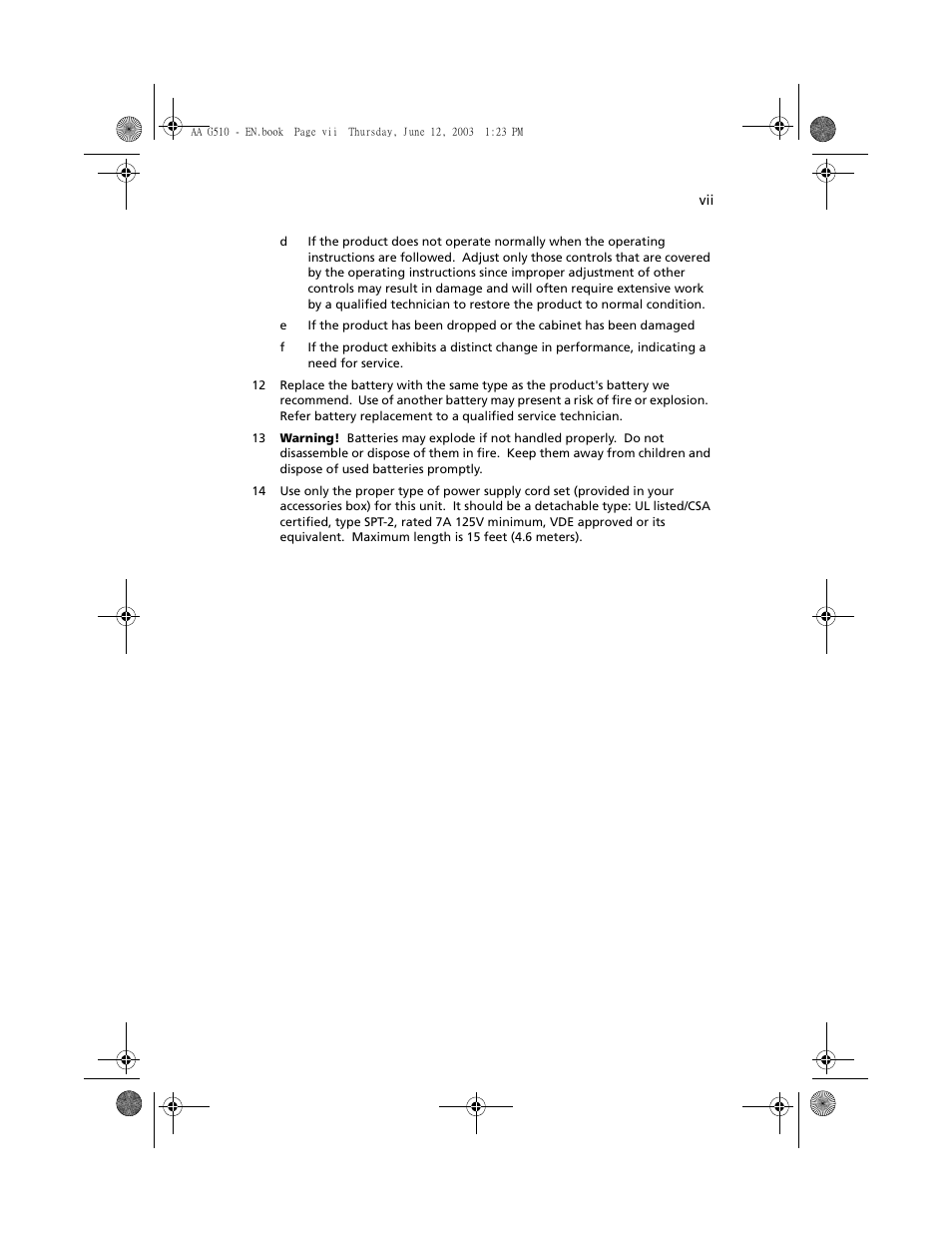 Acer Altos G510 User Manual | Page 7 / 158