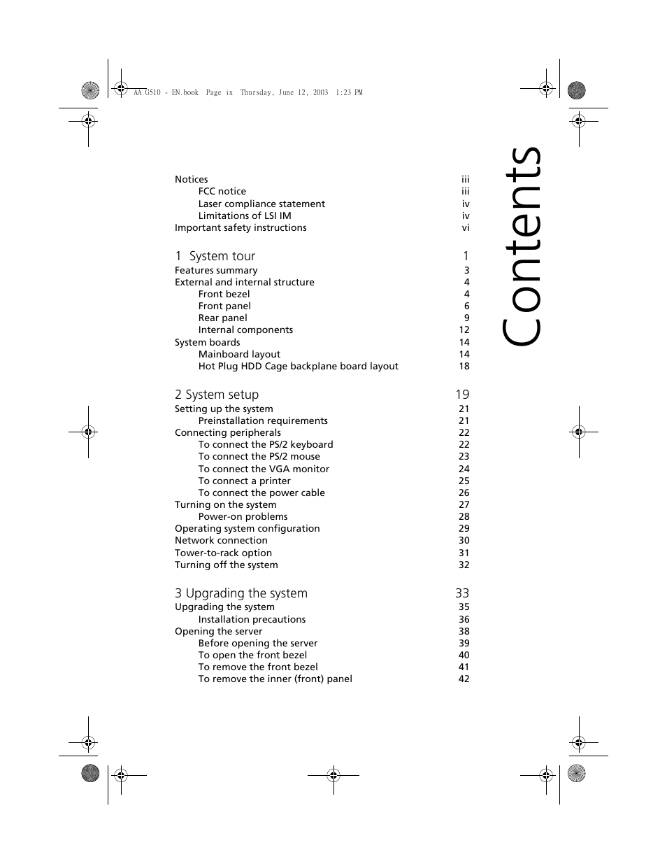 Acer Altos G510 User Manual | Page 9 / 158