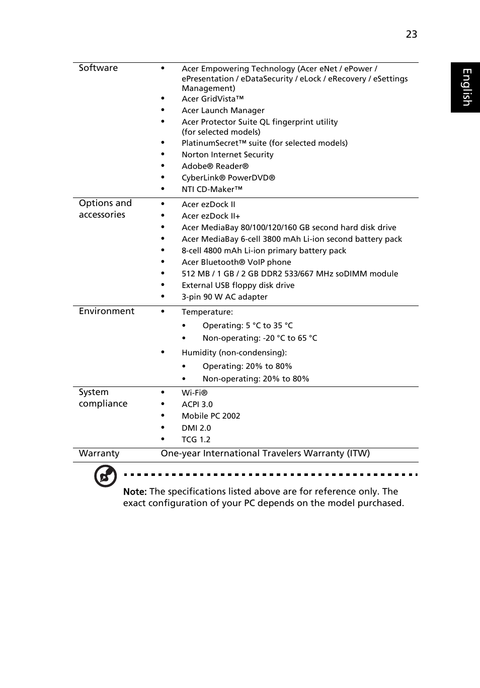 Eng lis h | Acer TravelMate 6460 User Manual | Page 41 / 125