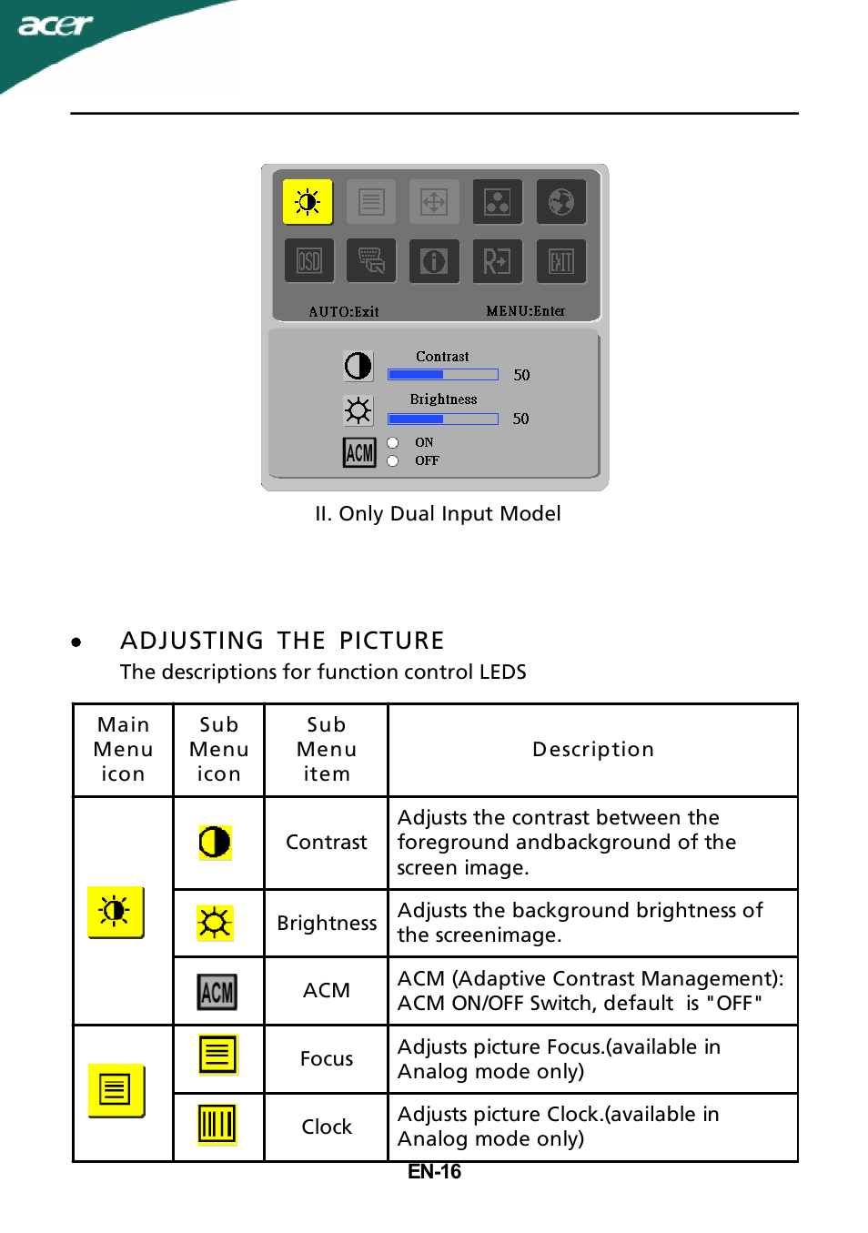Adjusting the picture | Acer X163WL User Manual | Page 17 / 22