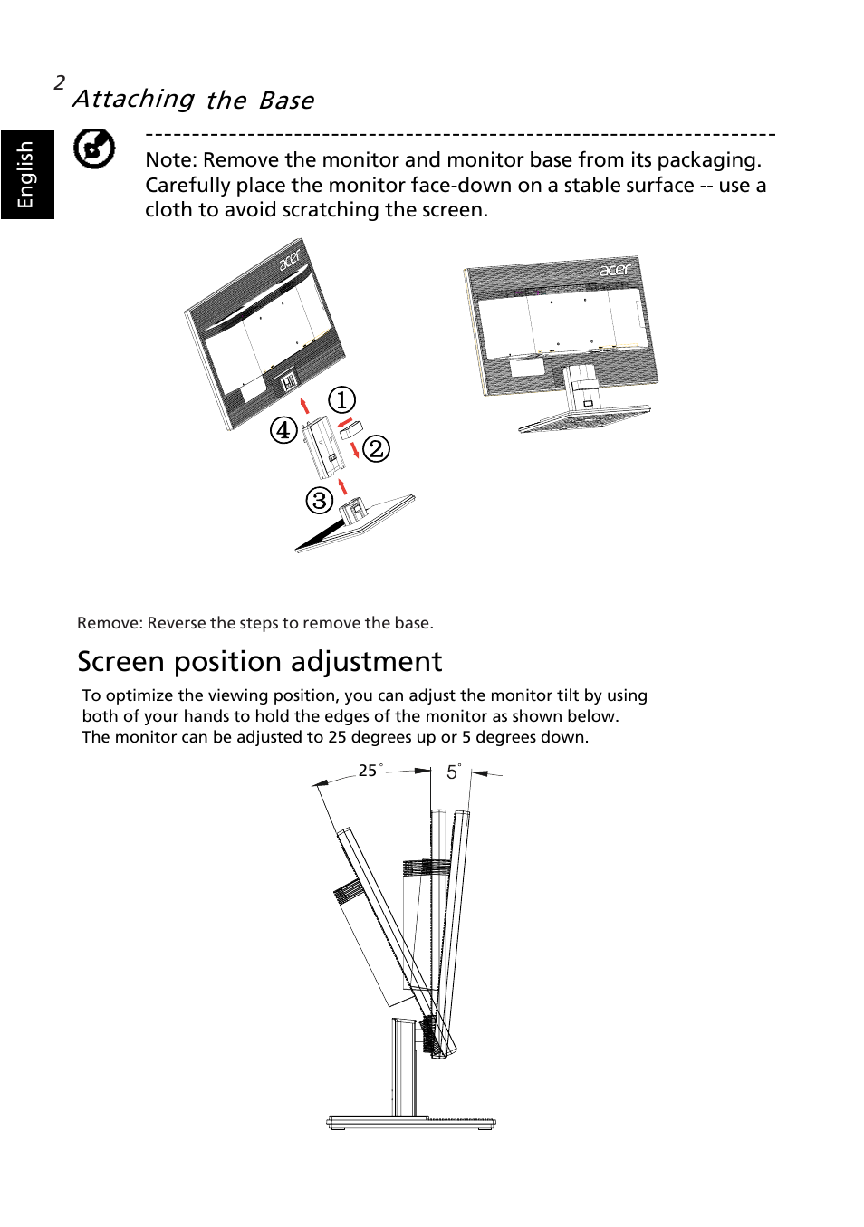 Screen position adjustment | Acer K202HQL User Manual | Page 14 / 27