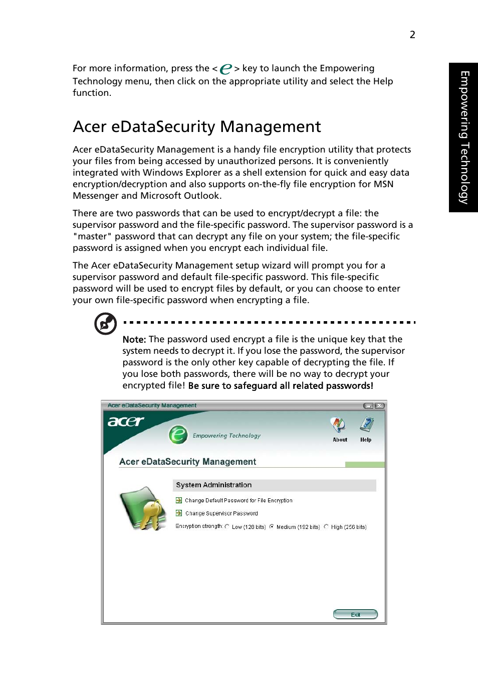 Acer edatasecurity management | Acer TravelMate C200 User Manual | Page 11 / 82