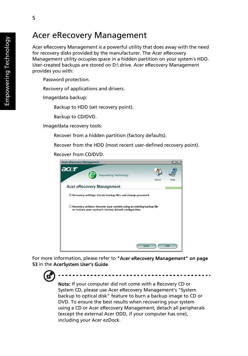 Acer erecovery management | Acer TravelMate C200 User Manual | Page 14 / 82