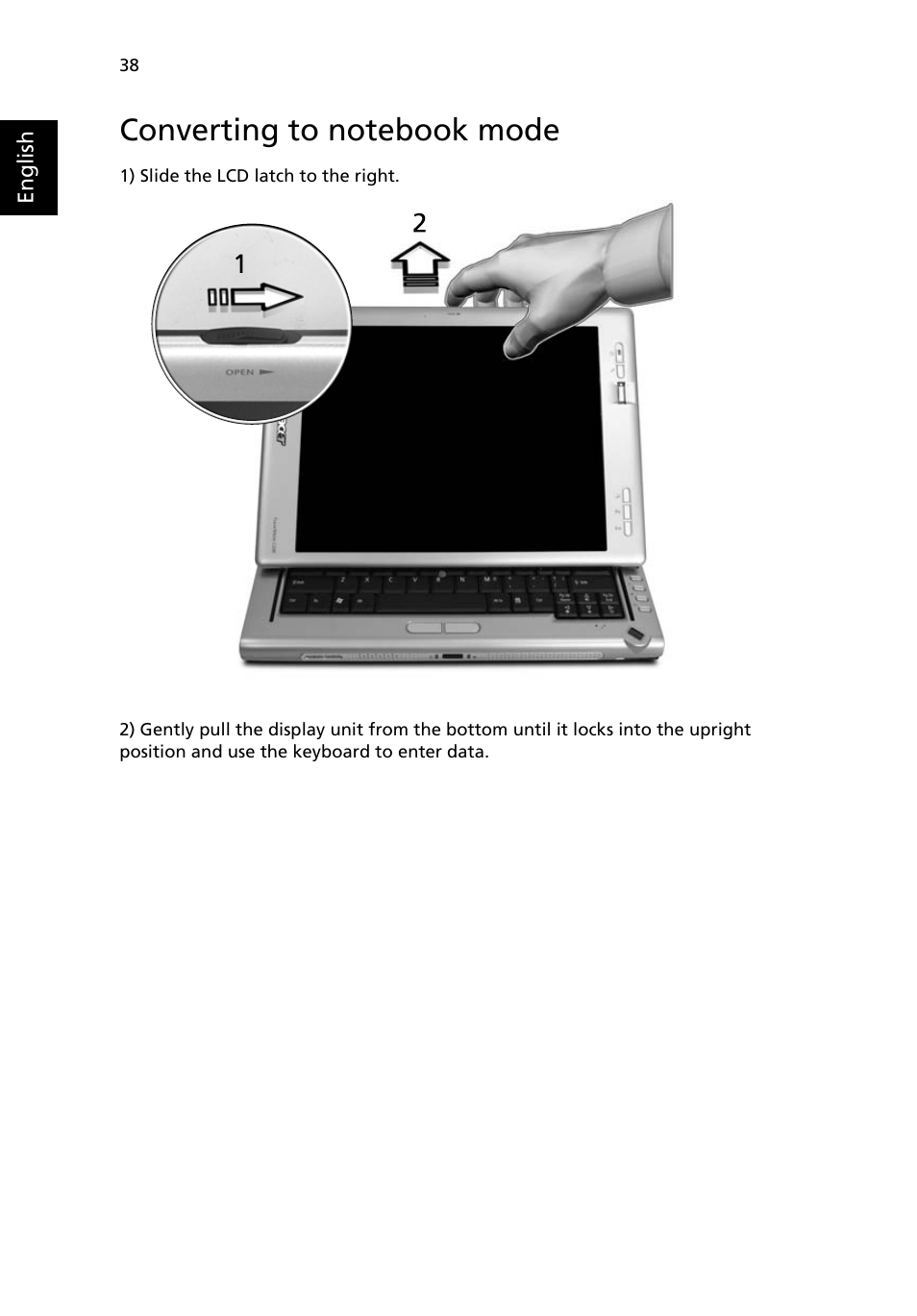 Converting to notebook mode | Acer TravelMate C200 User Manual | Page 48 / 82