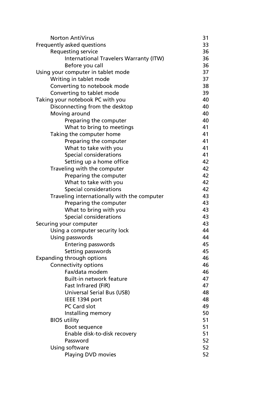 Acer TravelMate C200 User Manual | Page 8 / 82