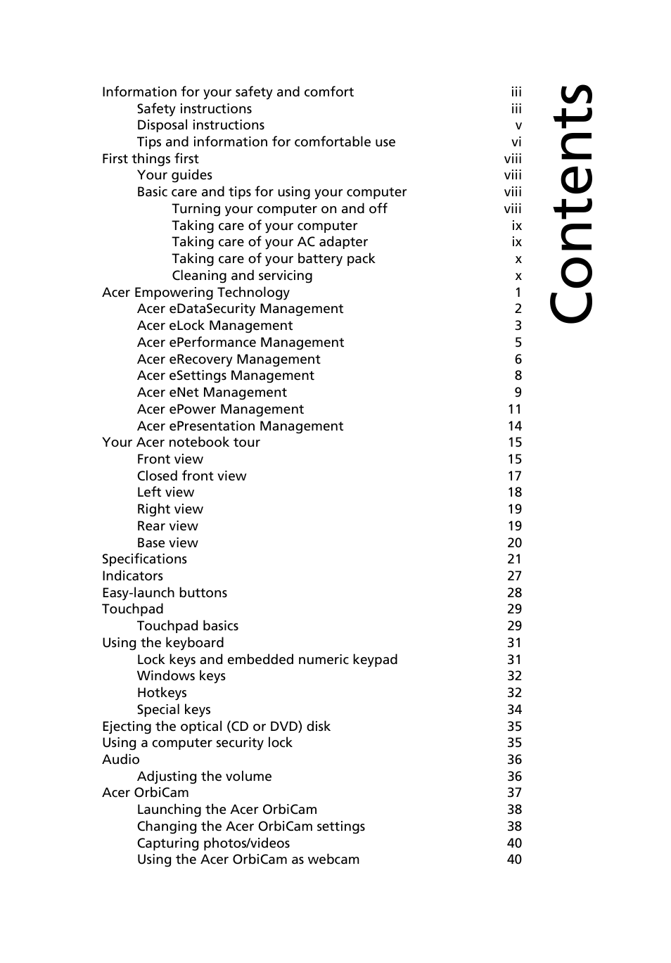Acer Aspire 9110 User Manual | Page 11 / 115