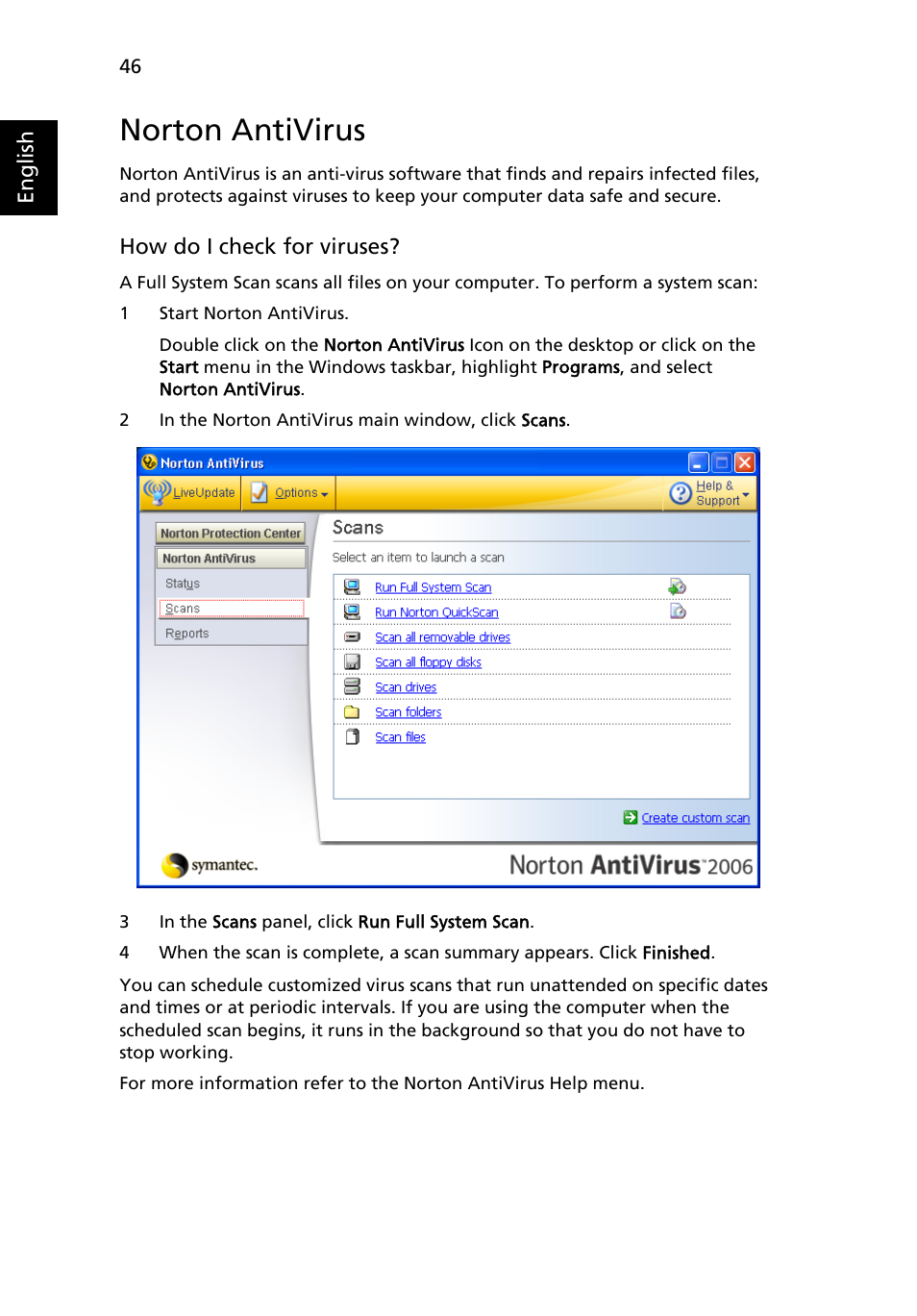 Norton antivirus | Acer Aspire 9110 User Manual | Page 60 / 115