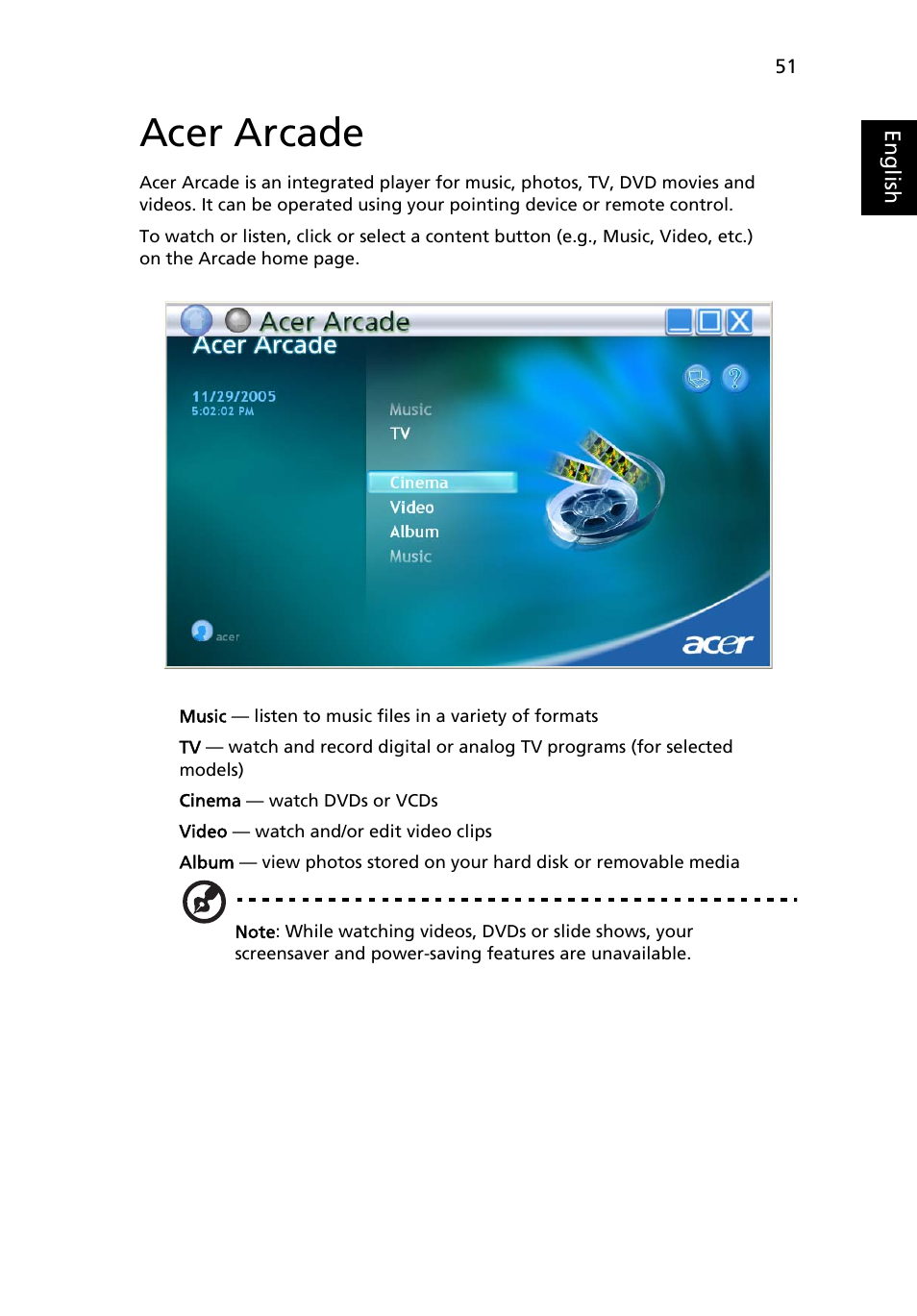 Acer arcade | Acer Aspire 9110 User Manual | Page 65 / 115