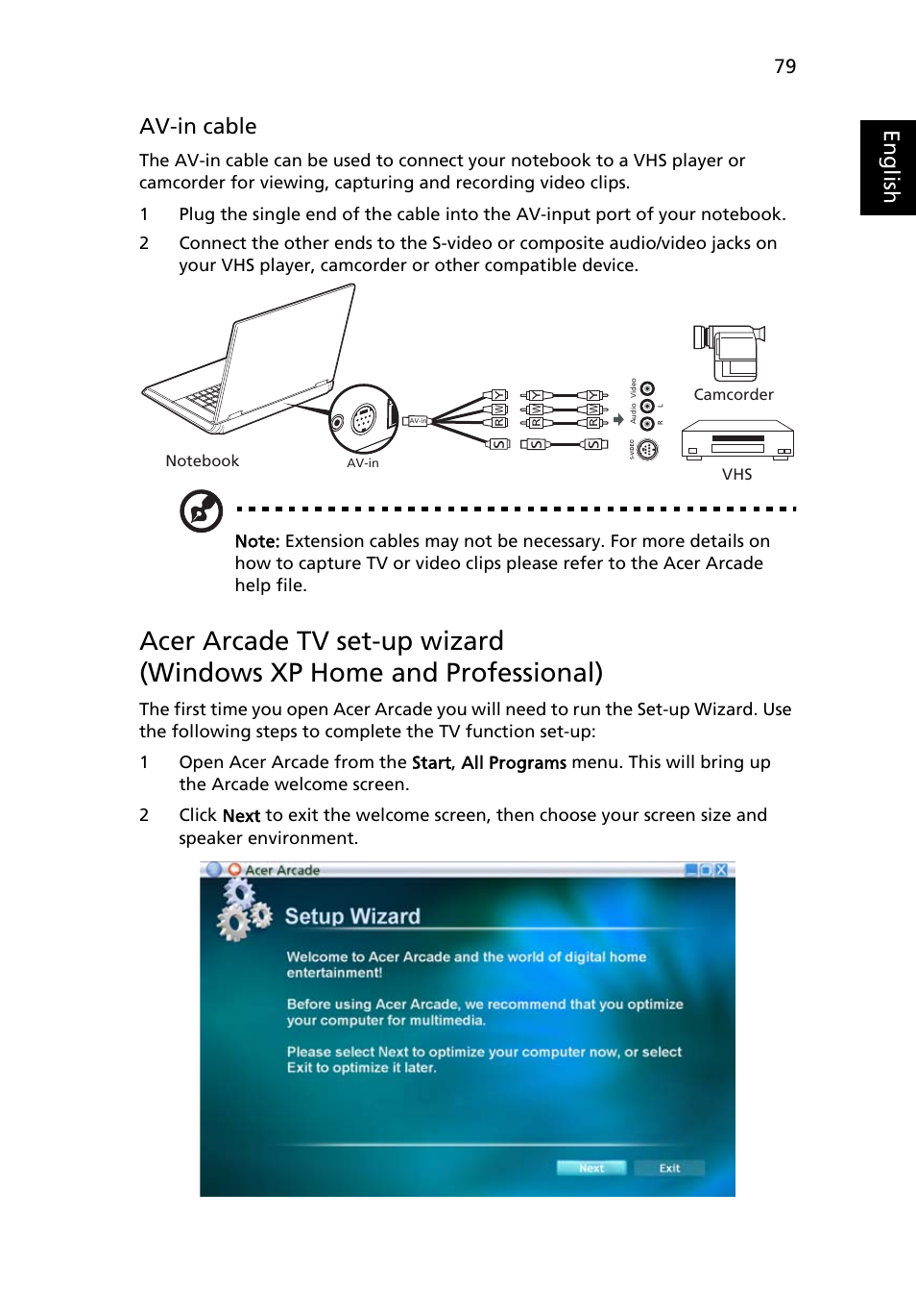 Eng lis h av-in cable | Acer Aspire 9110 User Manual | Page 93 / 115