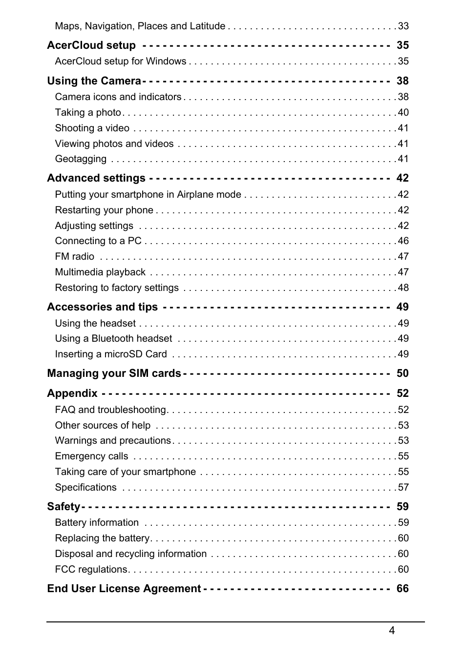 Acer S510 User Manual | Page 4 / 67
