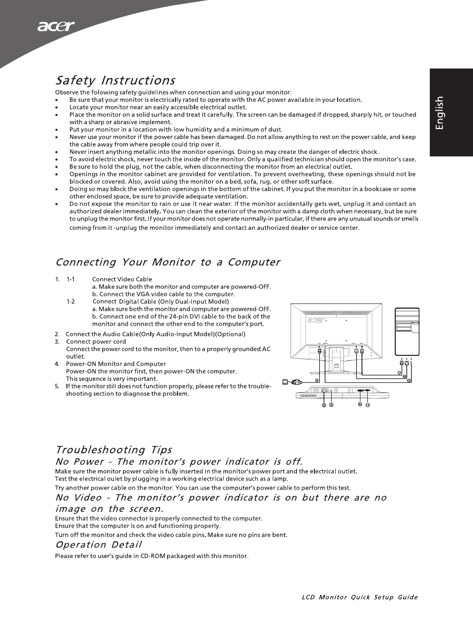 Acer G195WV User Manual | 2 pages