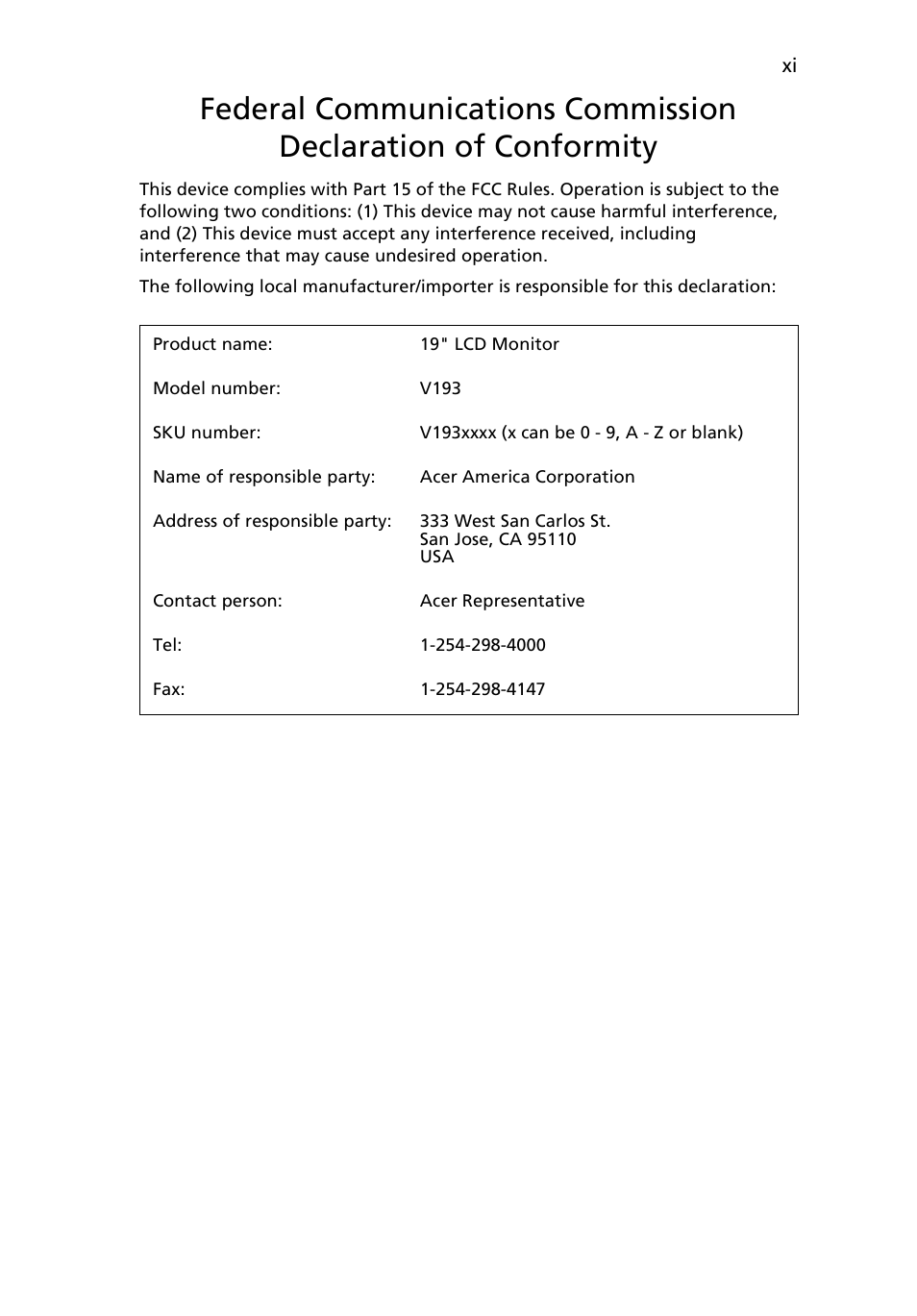 Acer B193 User Manual | Page 11 / 28