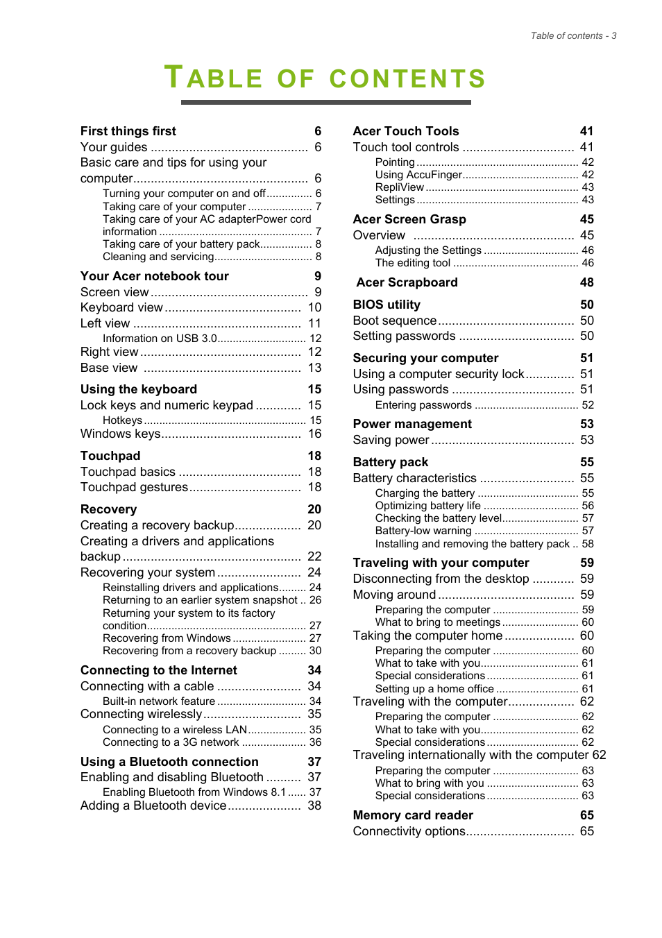 Acer Aspire E1-510P User Manual | Page 3 / 95