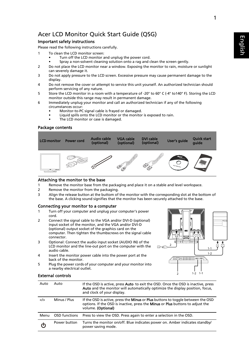 Acer B193L User Manual | 2 pages