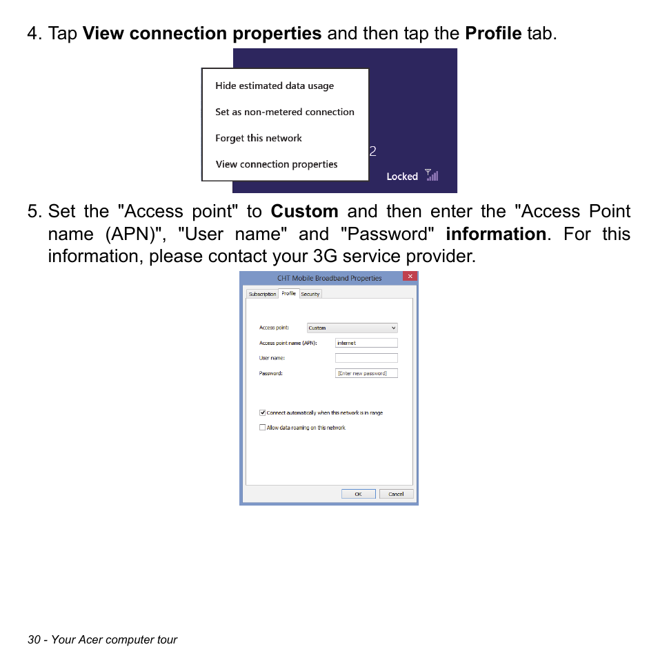 Acer W701P User Manual | Page 30 / 100