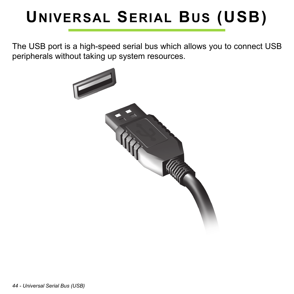 Universal serial bus (usb), Usb) | Acer W701P User Manual | Page 44 / 100