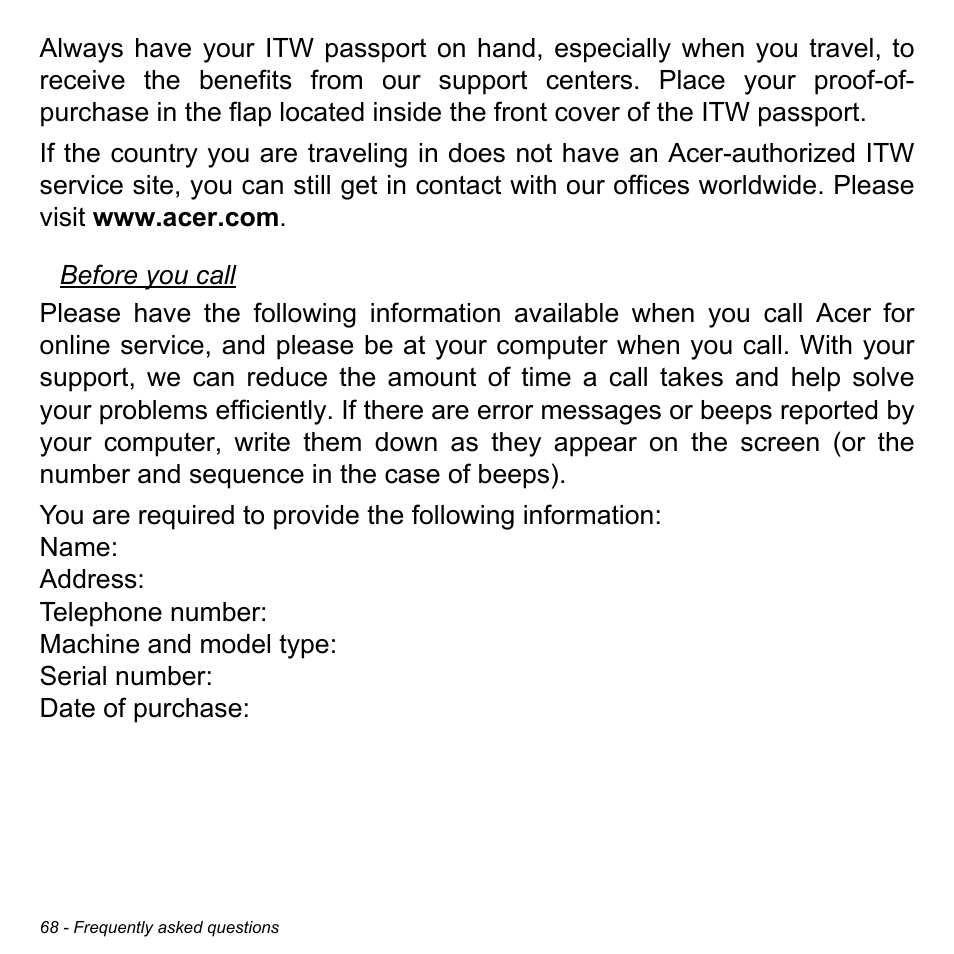 Acer W701P User Manual | Page 68 / 100