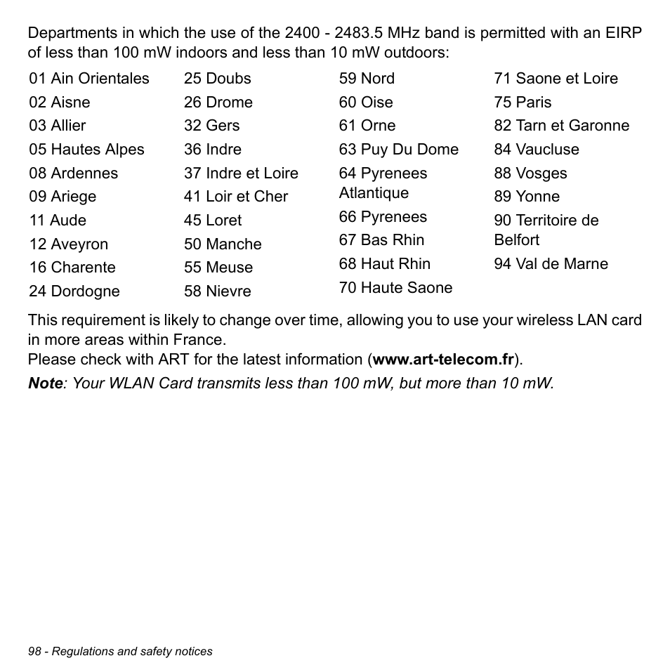 Acer W701P User Manual | Page 98 / 100