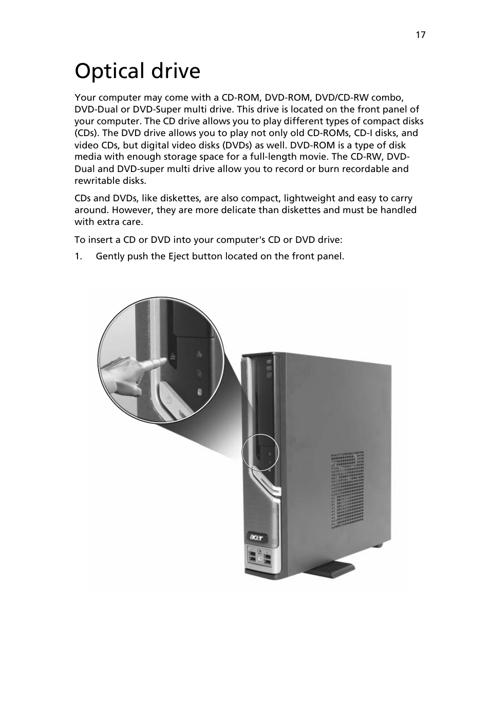 Optical drive | Acer Veriton 2800 User Manual | Page 25 / 88
