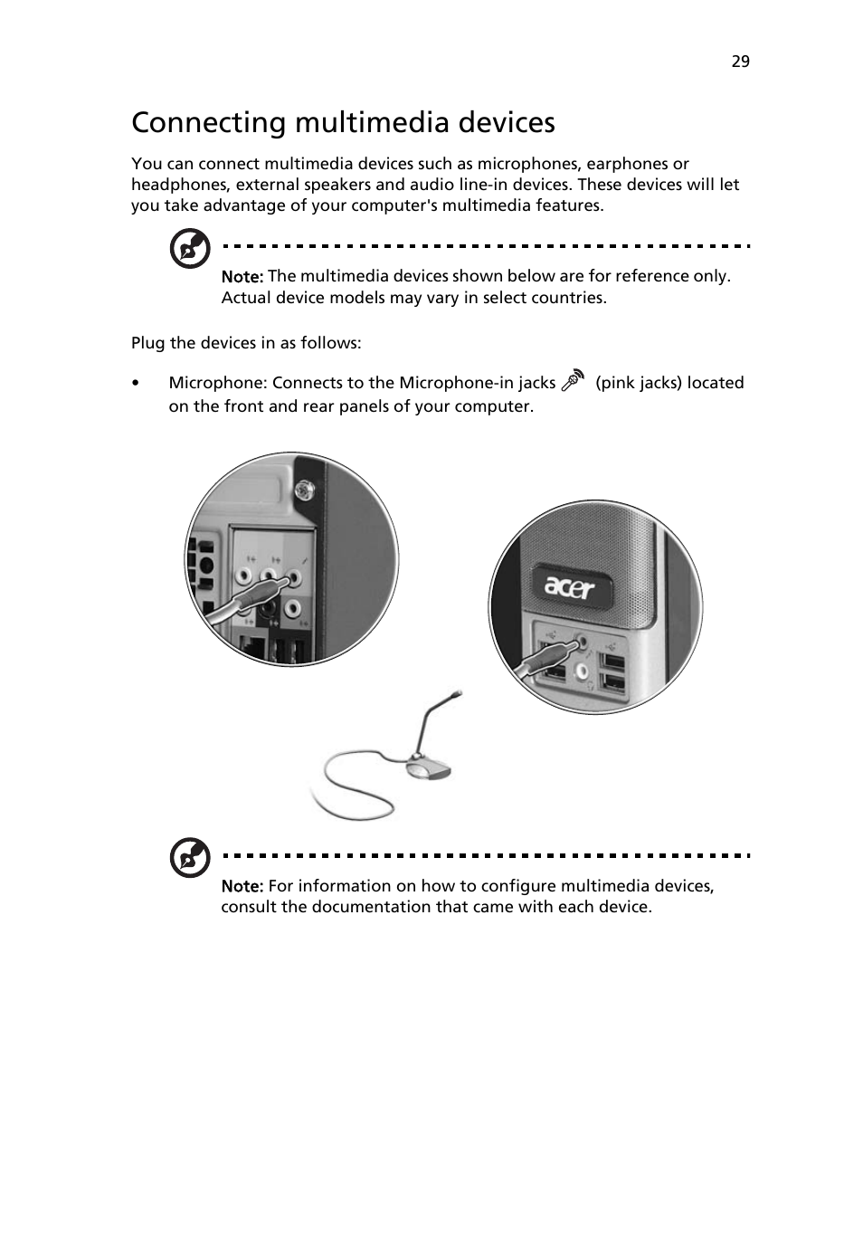 Connecting multimedia devices | Acer Veriton 2800 User Manual | Page 37 / 88