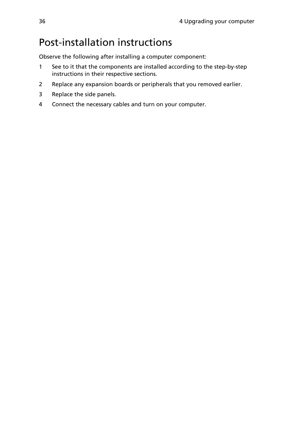 Post-installation instructions | Acer Veriton 2800 User Manual | Page 44 / 88
