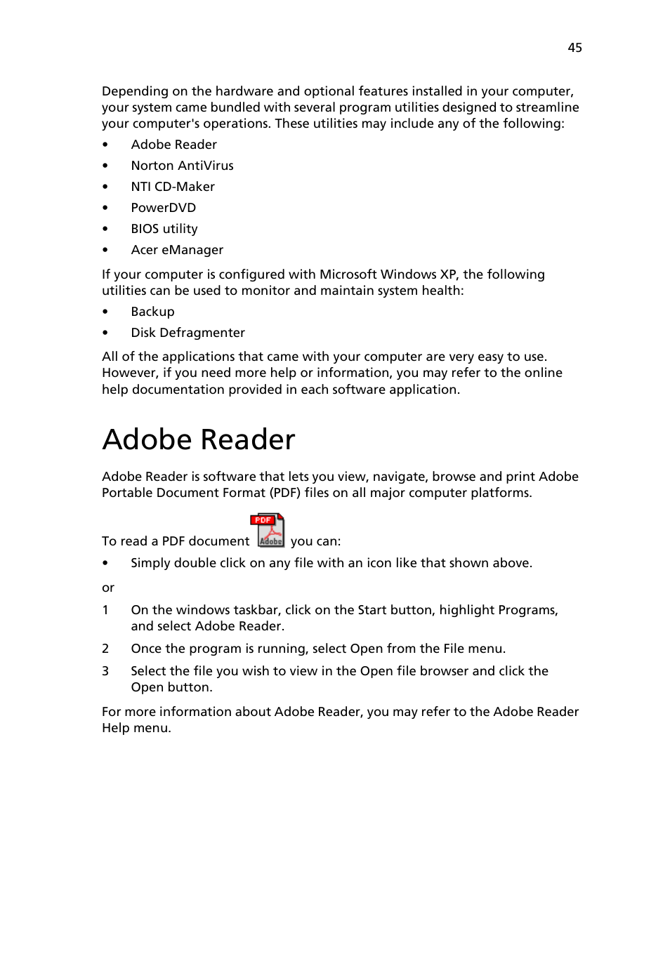 Adobe reader | Acer Veriton 2800 User Manual | Page 53 / 88