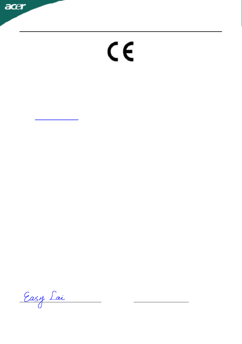 Declaration of conformity | Acer P235H User Manual | Page 23 / 24