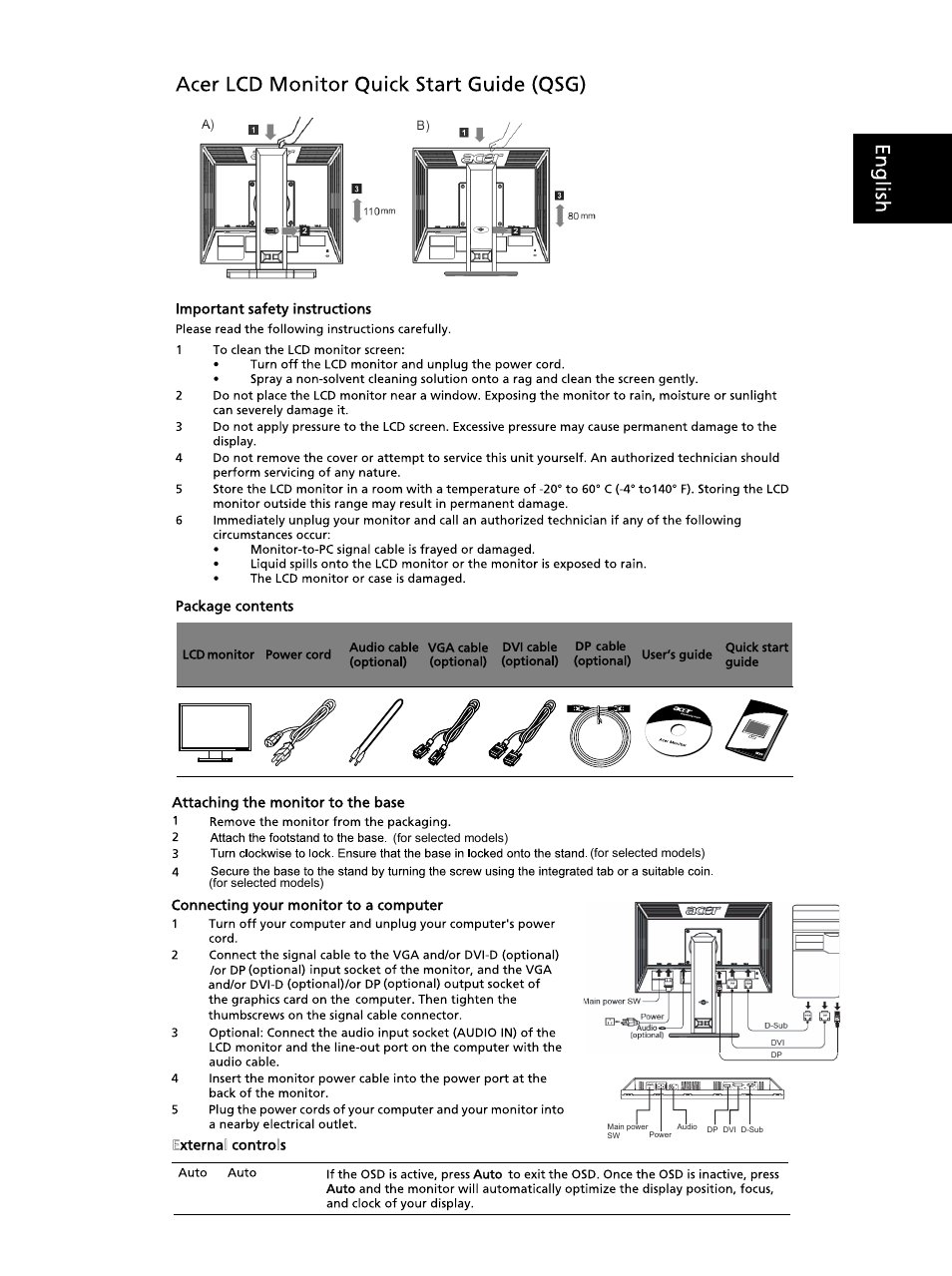 Acer B223PWL User Manual | 2 pages