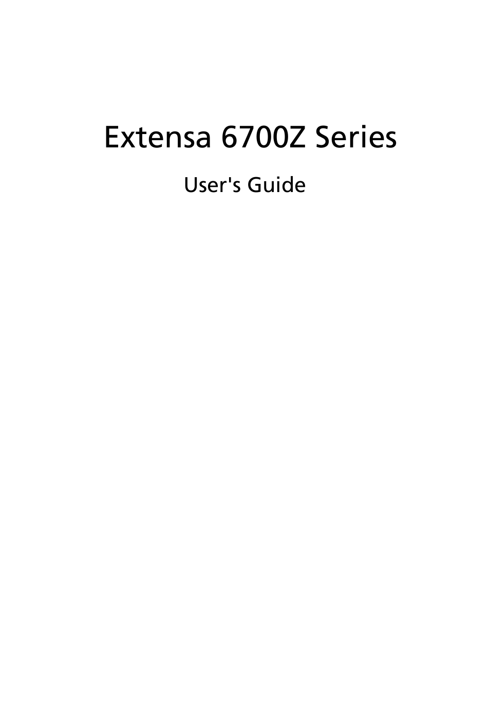 Acer Extensa 6700Z User Manual | 87 pages