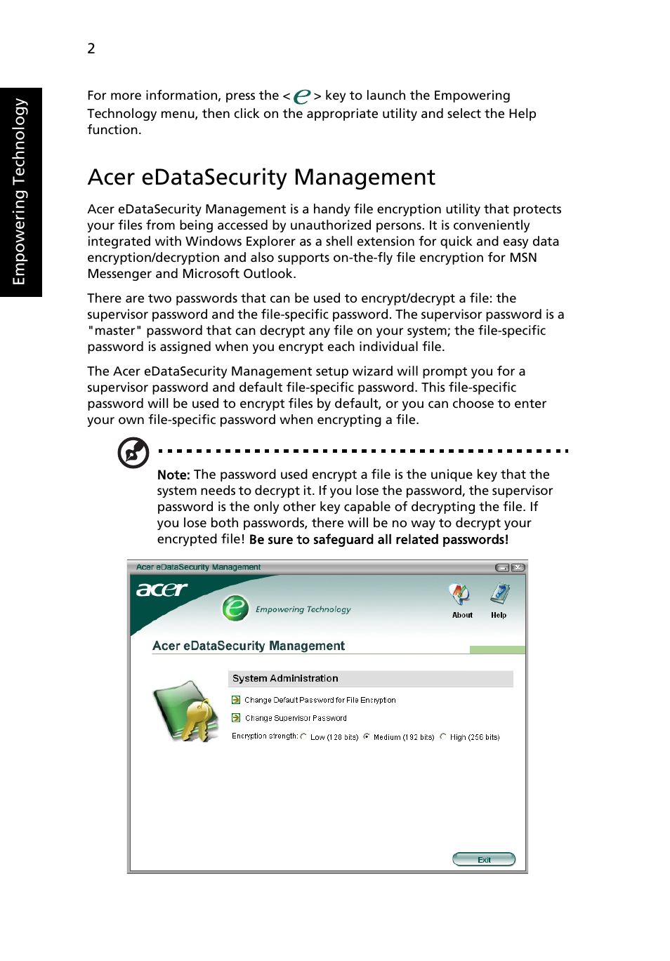 Acer edatasecurity management | Acer Extensa 6700Z User Manual | Page 12 / 87