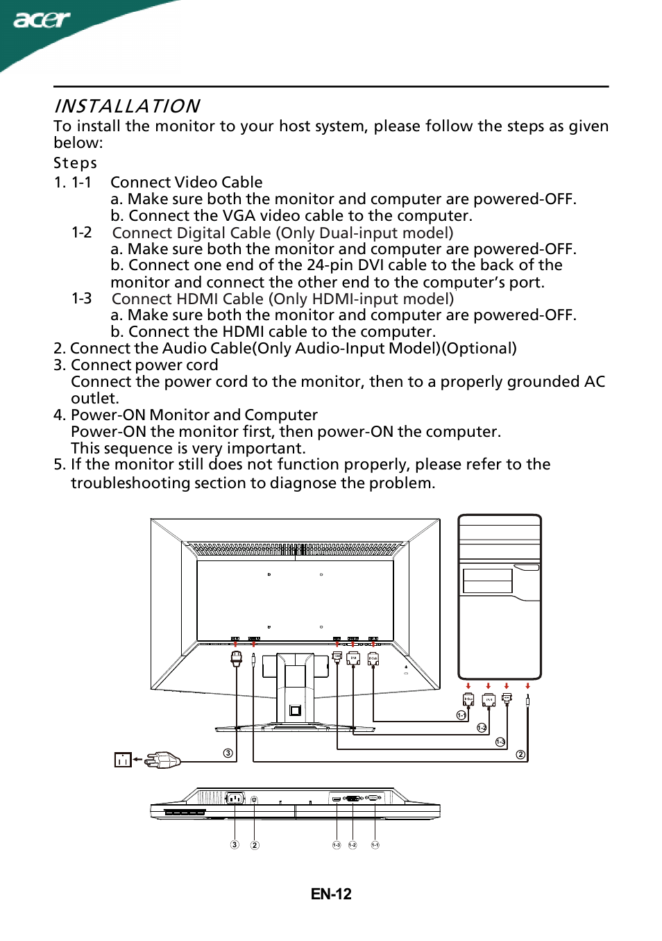 Installation, En-12 | Acer G215HV User Manual | Page 13 / 23