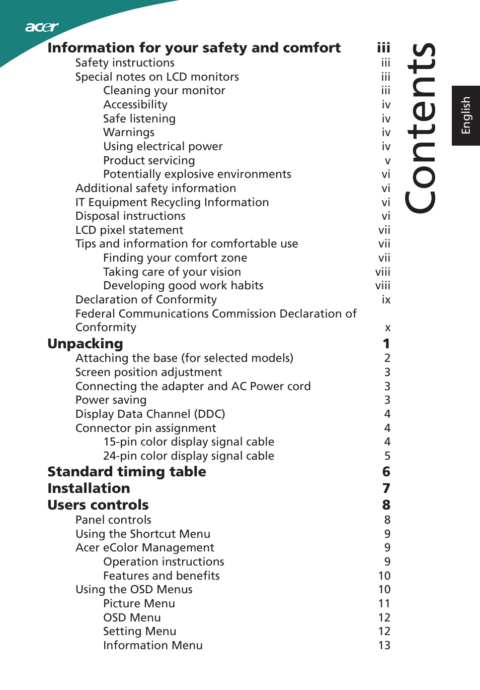 Acer S200HL User Manual | Page 11 / 27