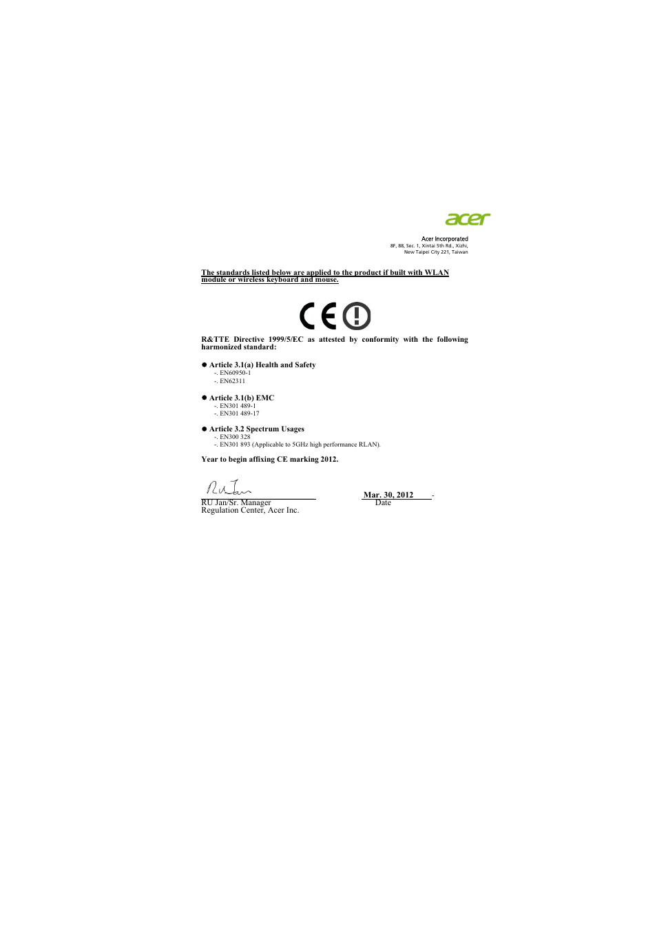 Acer K520 User Manual | Page 56 / 57