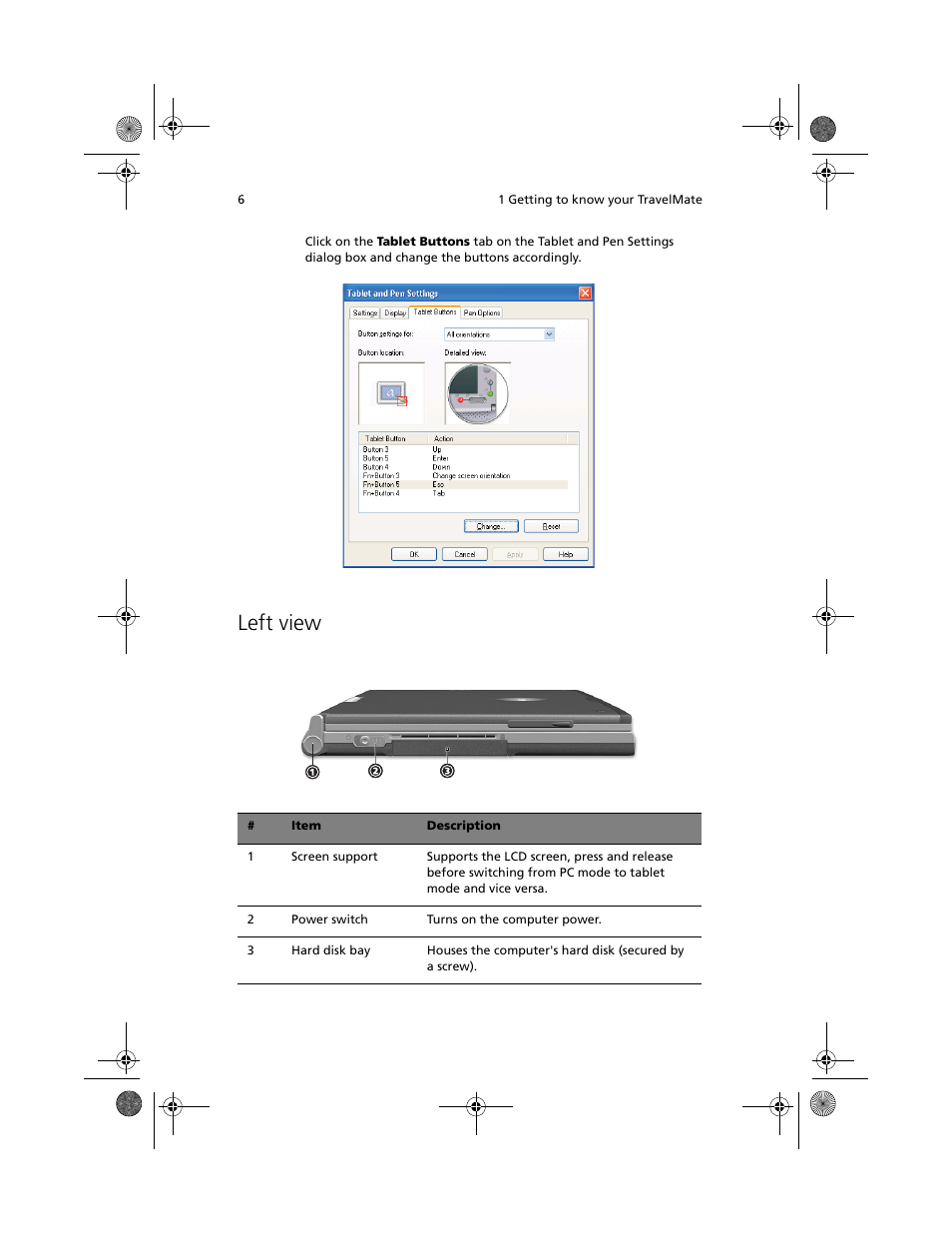 Left view | Acer TravelMate C100 User Manual | Page 16 / 102