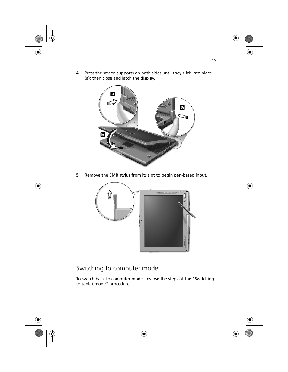 Switching to computer mode | Acer TravelMate C100 User Manual | Page 25 / 102