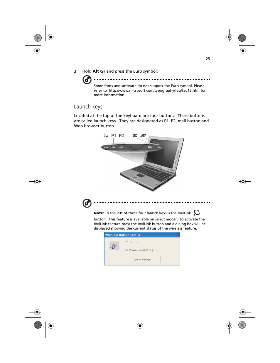 Programs. see “launch, Launch keys | Acer TravelMate C100 User Manual | Page 35 / 102