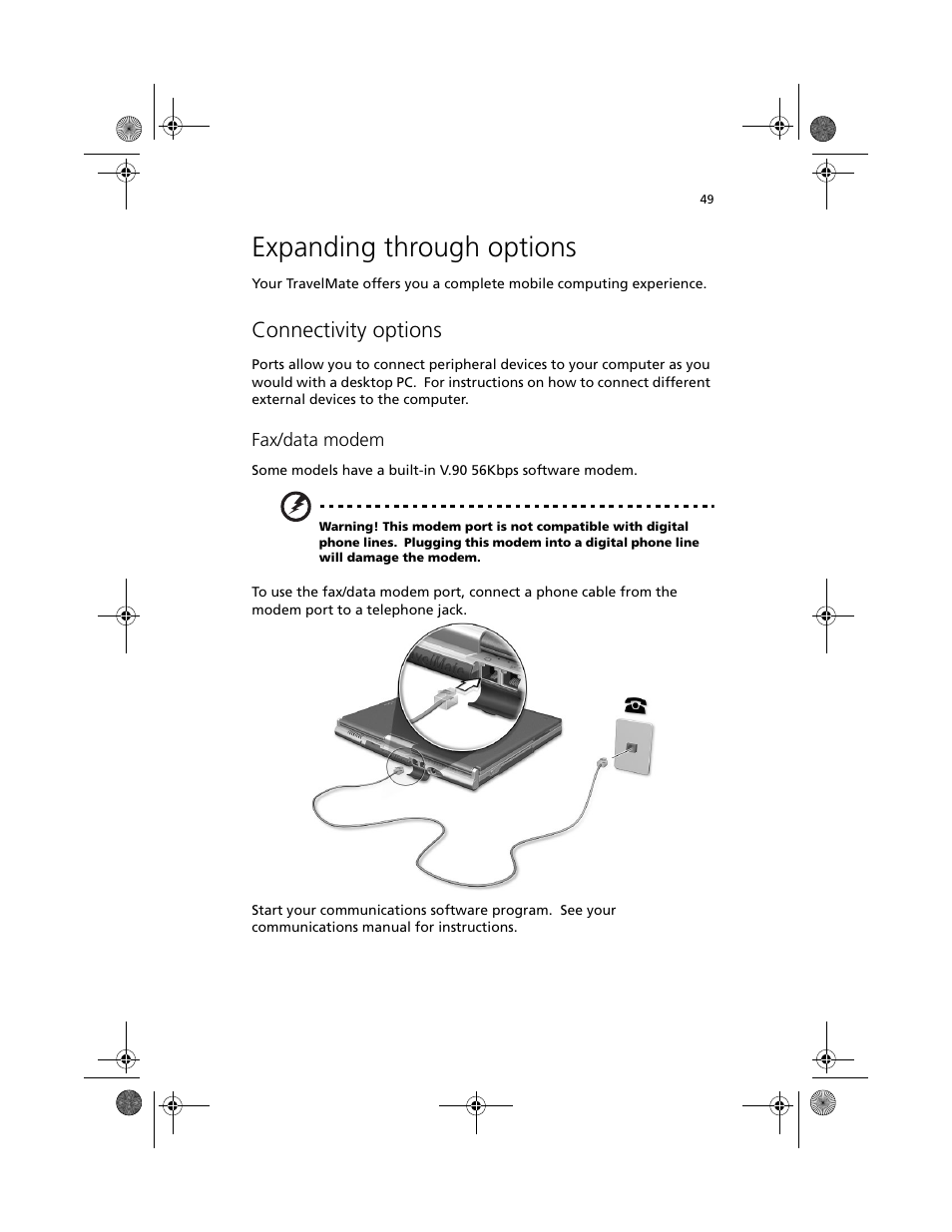 Expanding through options, Connectivity options | Acer TravelMate C100 User Manual | Page 59 / 102