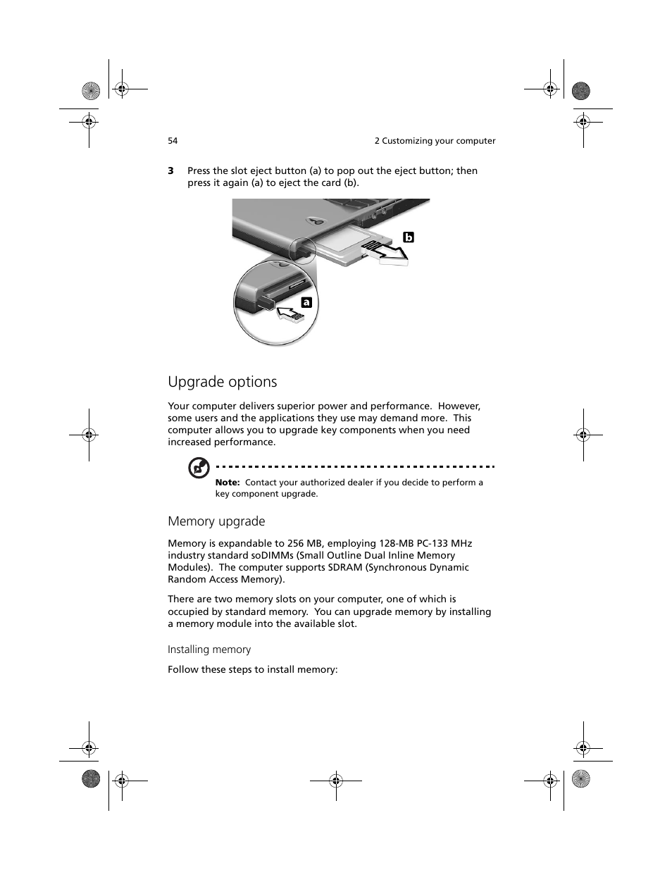 Upgrade options | Acer TravelMate C100 User Manual | Page 64 / 102