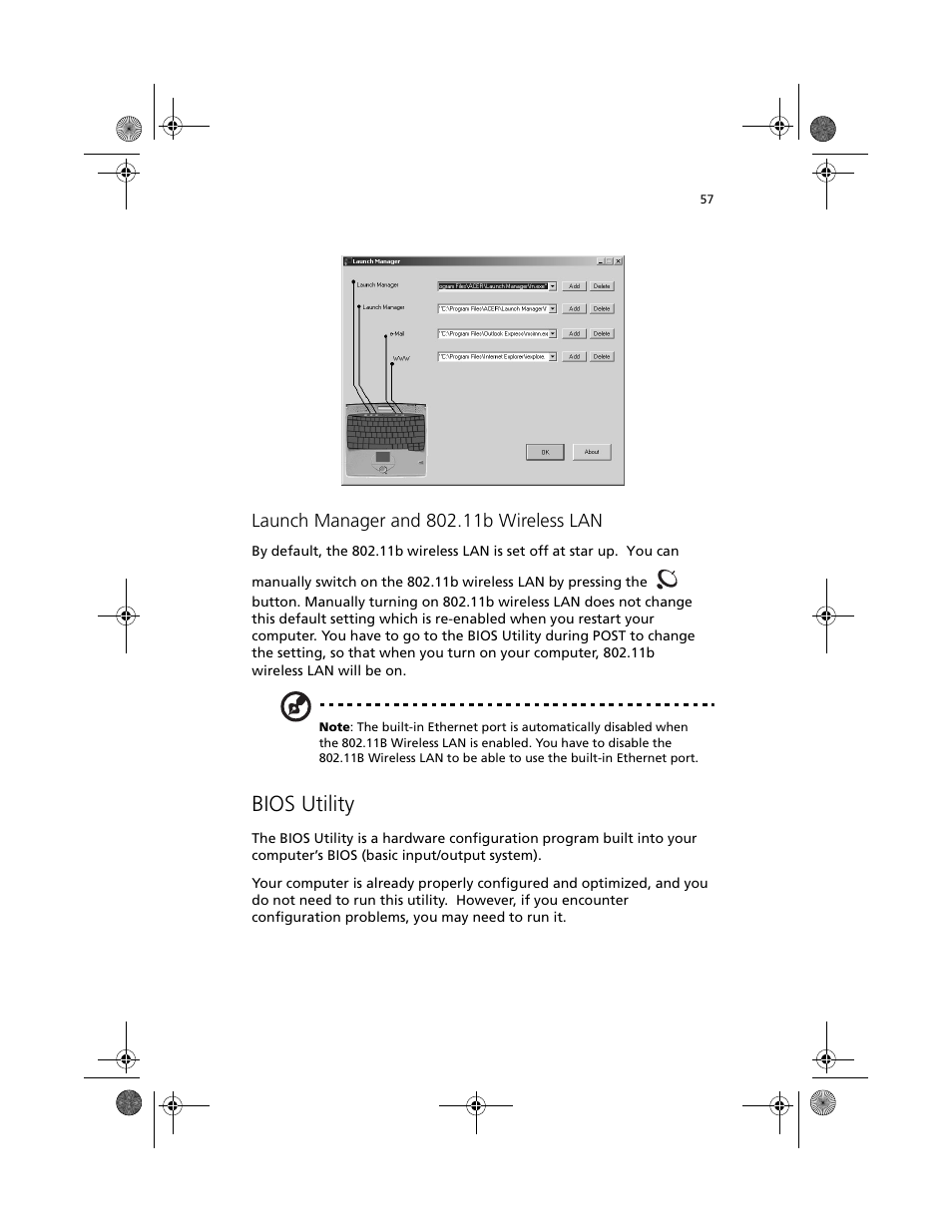 Bios utility | Acer TravelMate C100 User Manual | Page 67 / 102
