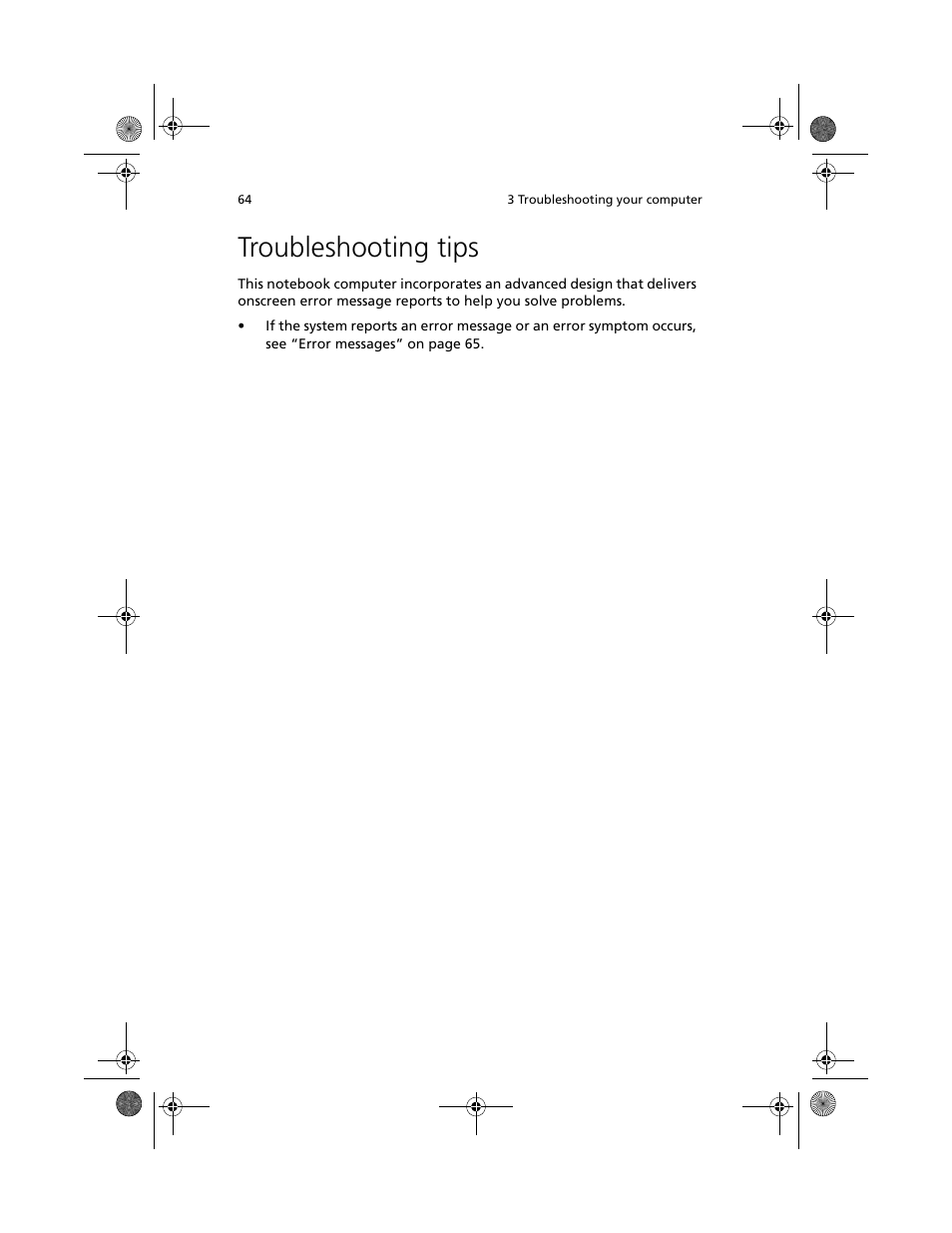 Troubleshooting tips | Acer TravelMate C100 User Manual | Page 74 / 102