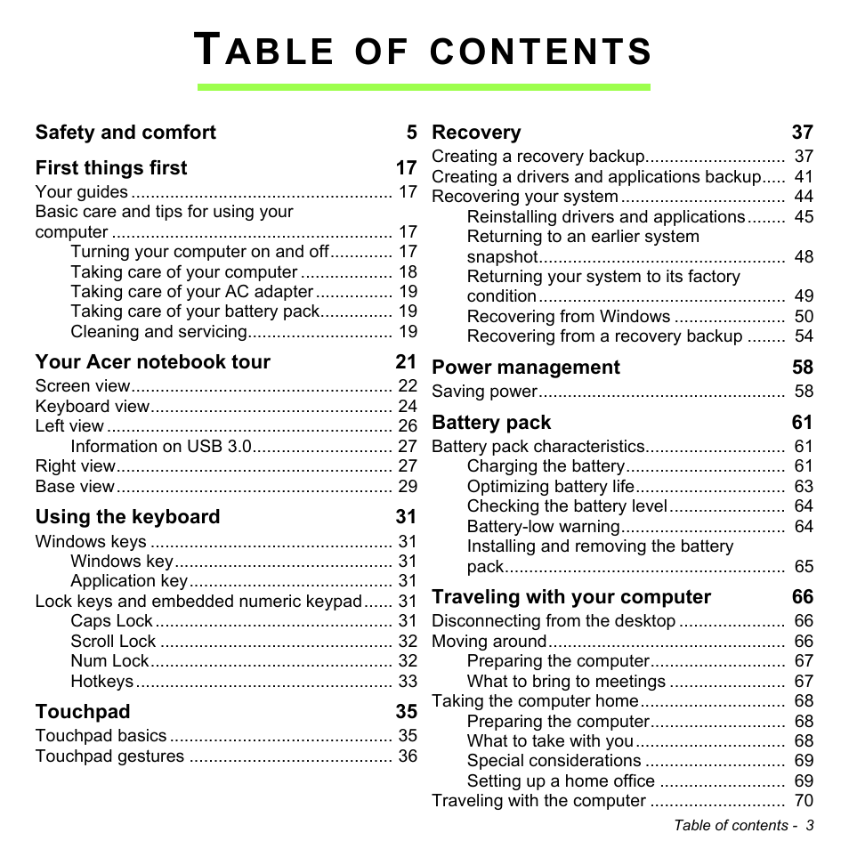 Acer Aspire E1-470PG User Manual | Page 3 / 103