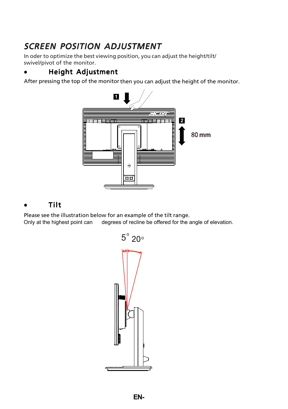 Screen position adjustment | Acer B196WL User Manual | Page 14 / 28