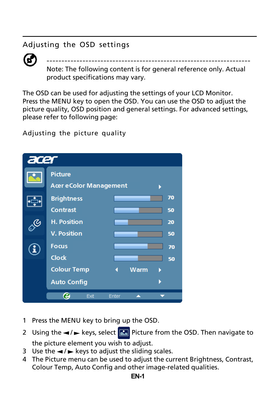 Acer B196WL User Manual | Page 23 / 28