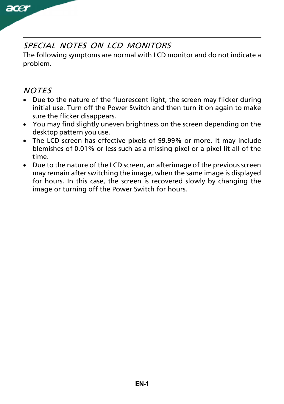 Acer S232HL User Manual | Page 2 / 23