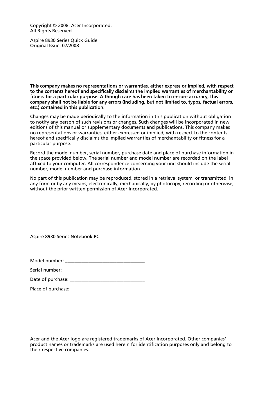 Acer Aspire 8930G User Manual | Page 2 / 13