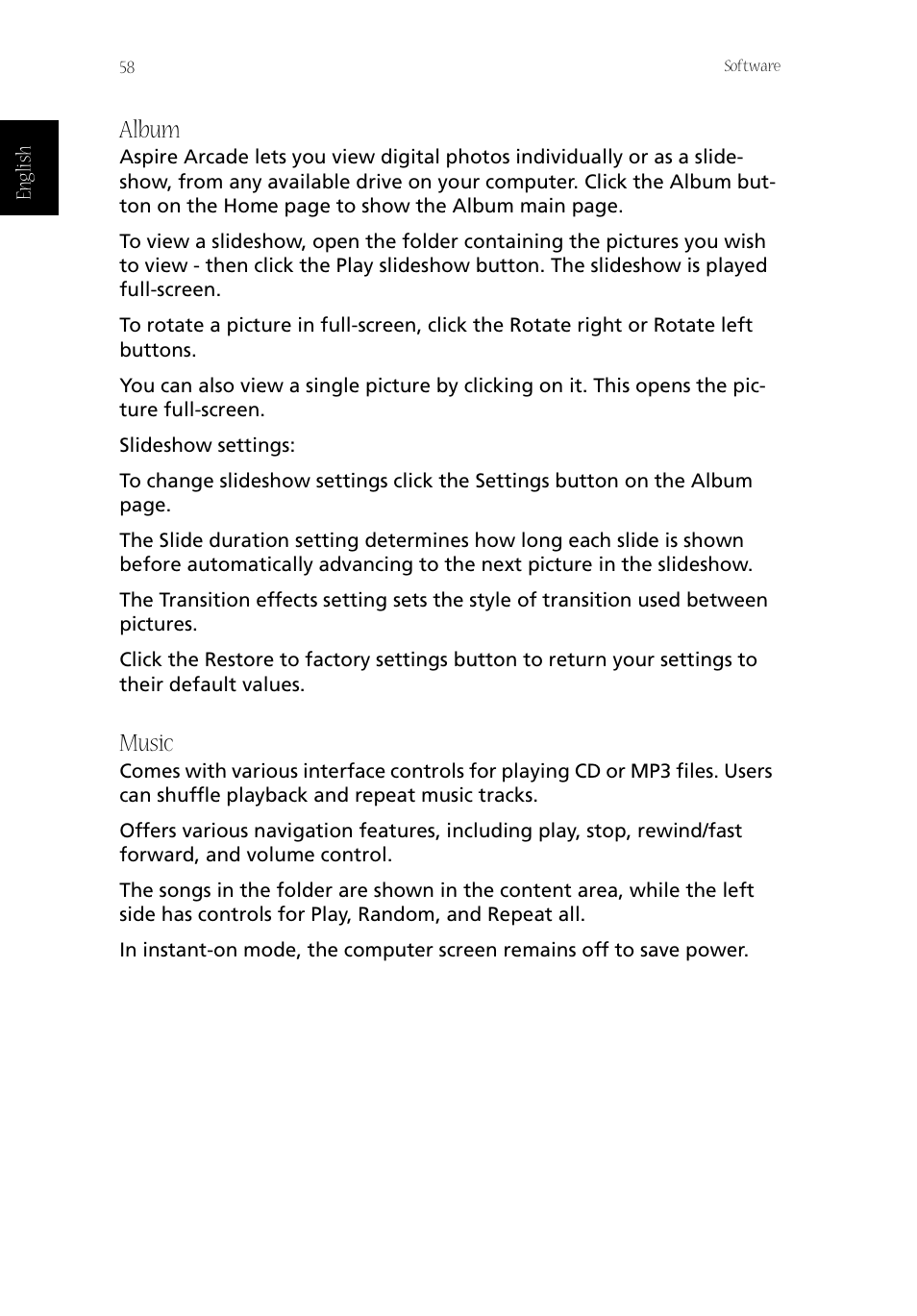 Album, Music | Acer Aspire 1800 User Manual | Page 68 / 114